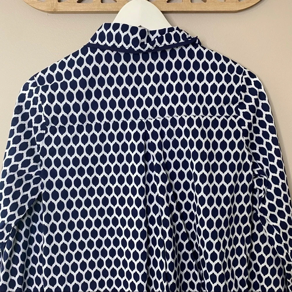 Kate Spade Pajama Button Down Top Blue Sz Small